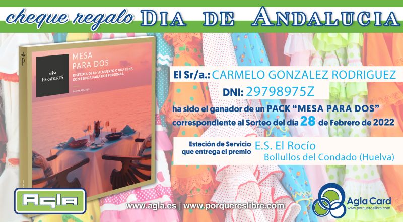 GANADOR 1 Cheque E.S. EL ROCÍO 800